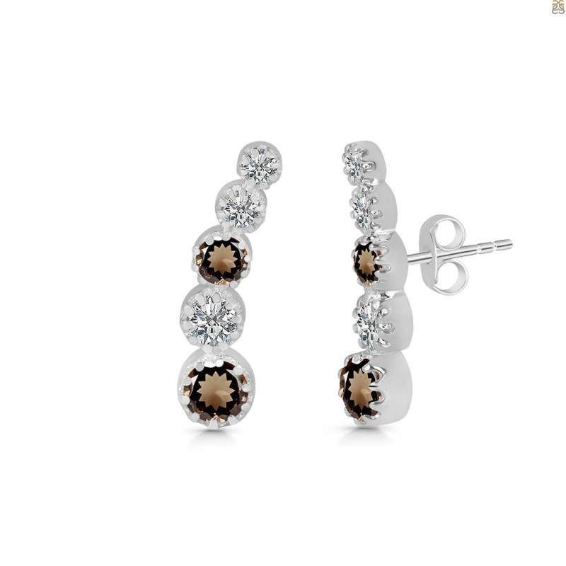 Smoky & White Topaz Stud Earring