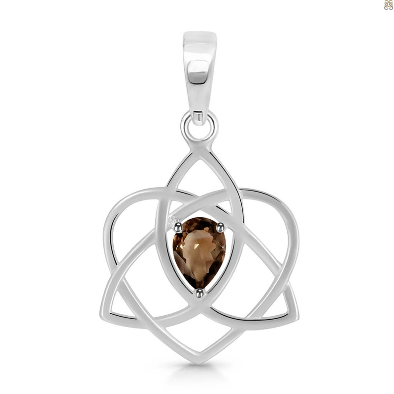 Smoky Triquetra Heart Knot Pendant SMY-RDEP-880.