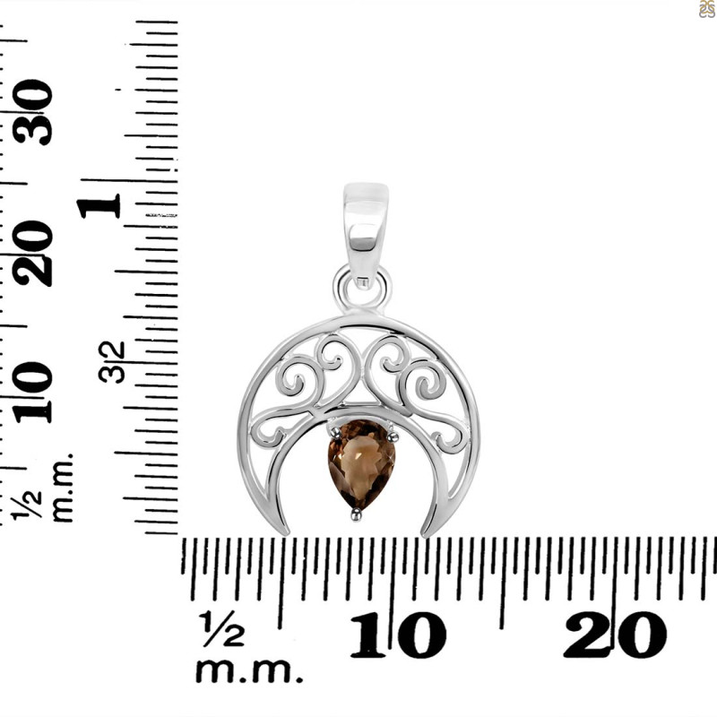 Smoky Crescent Moon Pendant SMY-RDEP-890.