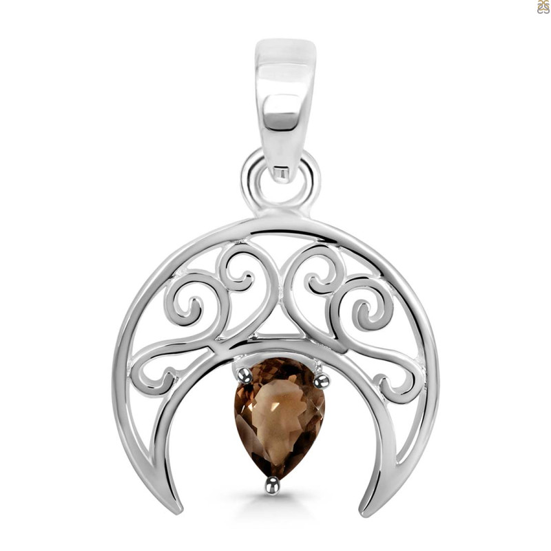 Smoky Crescent Moon Pendant SMY-RDEP-890.