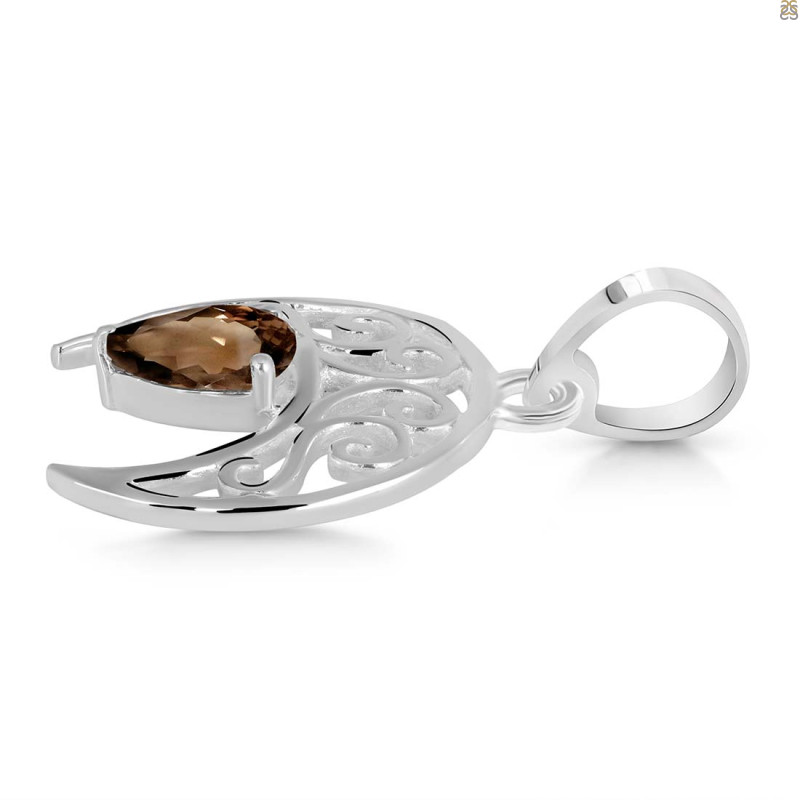 Smoky Crescent Moon Pendant SMY-RDEP-890.