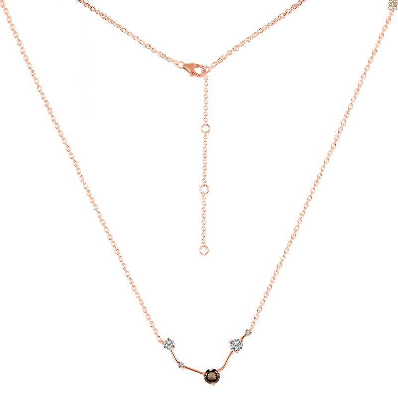 Aries Zodiac Star Constellation Smoky & White Topaz Necklace SMY-RDN-488.