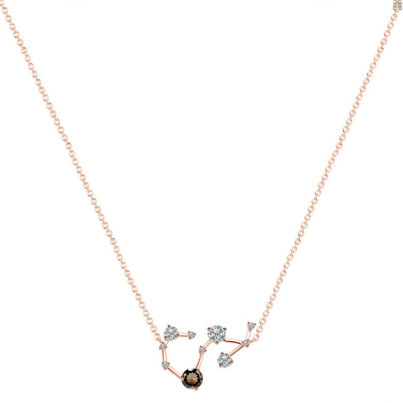 Scorpio Zodiac Star Constellation Smoky & White Topaz Necklace SMY-RDN-495.