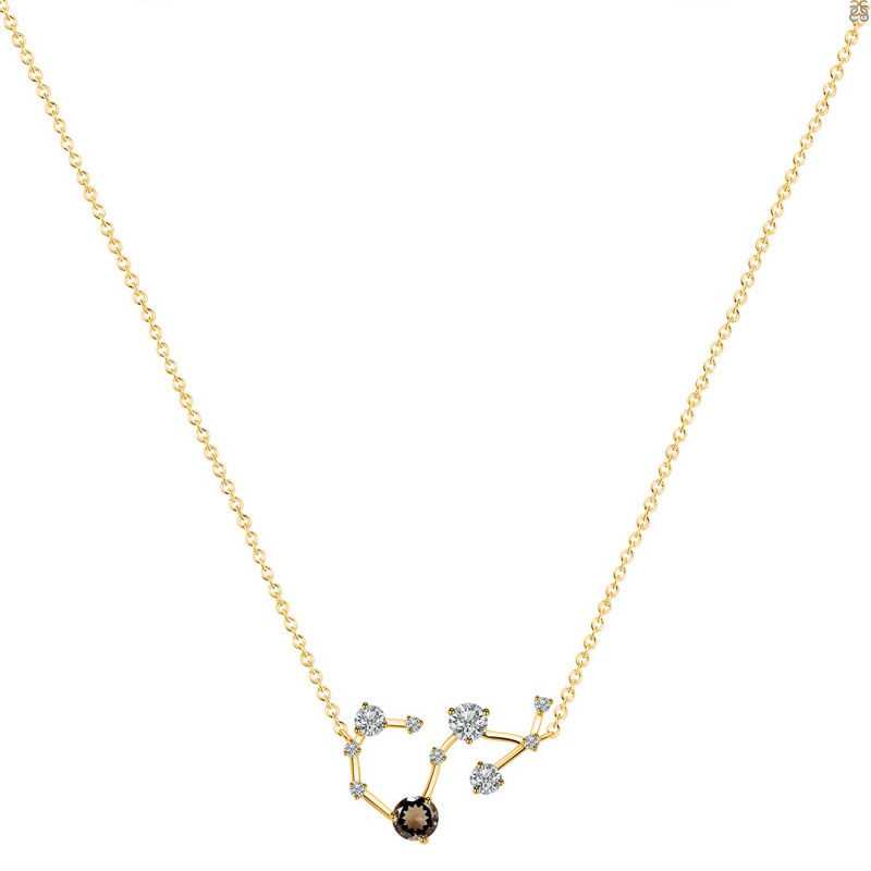 Scorpio Zodiac Star Constellation Smoky & White Topaz Necklace SMY-RDN-495.