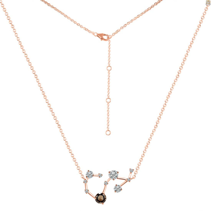 Scorpio Zodiac Star Constellation Smoky & White Topaz Necklace SMY-RDN-495.