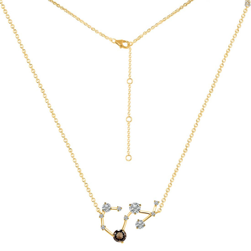 Scorpio Zodiac Star Constellation Smoky & White Topaz Necklace SMY-RDN-495.