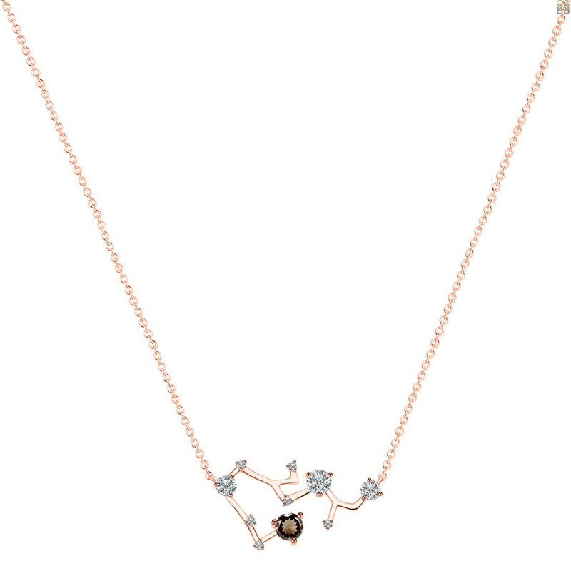 Sagittarius Zodiac Star Constellation Smoky & White Topaz Necklace SMY-RDN-496.