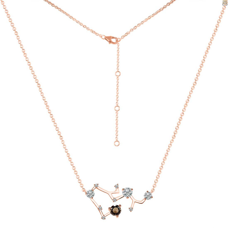Sagittarius Zodiac Star Constellation Smoky & White Topaz Necklace SMY-RDN-496.