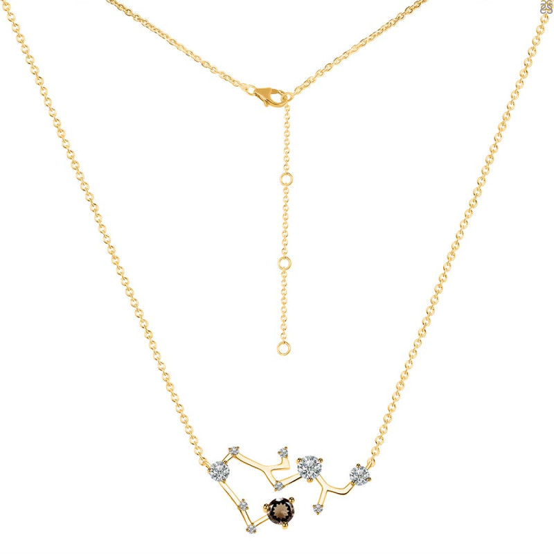 Sagittarius Zodiac Star Constellation Smoky & White Topaz Necklace SMY-RDN-496.