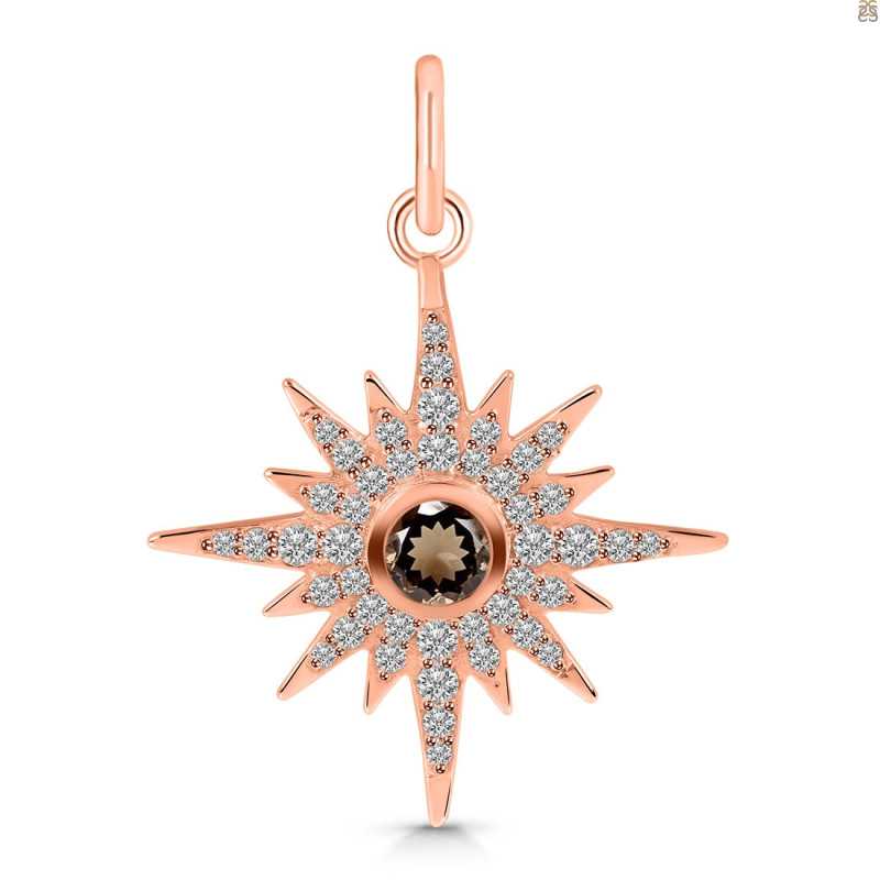 Smoky & White Topaz Pendant SMY-RDP-693.