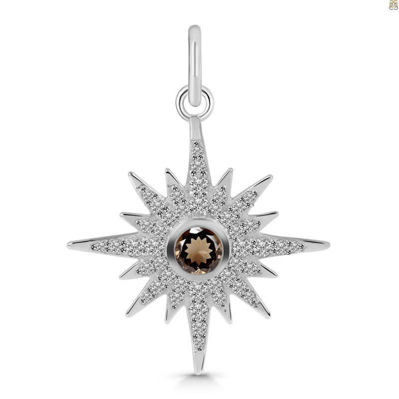 Smoky & White Topaz Pendant SMY-RDP-693.
