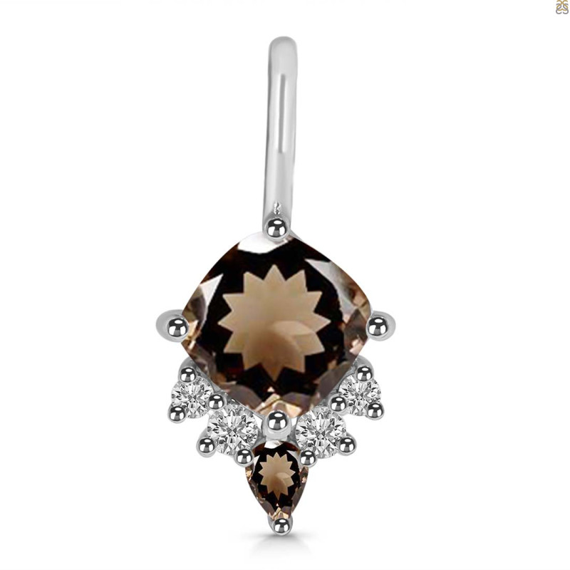 Smoky & White Topaz Pendant SMY-RDP-729.