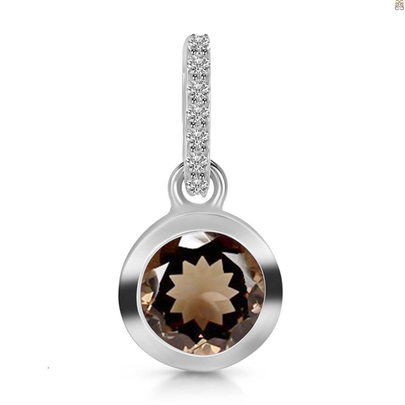 Smoky & White Topaz Pendant SMY-RDP-742-CZ-LOOP.