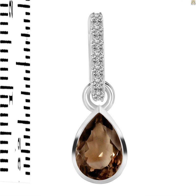 Smoky & White Topaz Pendant SMY-RDP-779-CZ-LOOP.