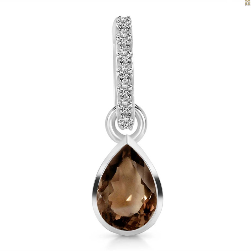 Smoky & White Topaz Pendant SMY-RDP-779-CZ-LOOP.