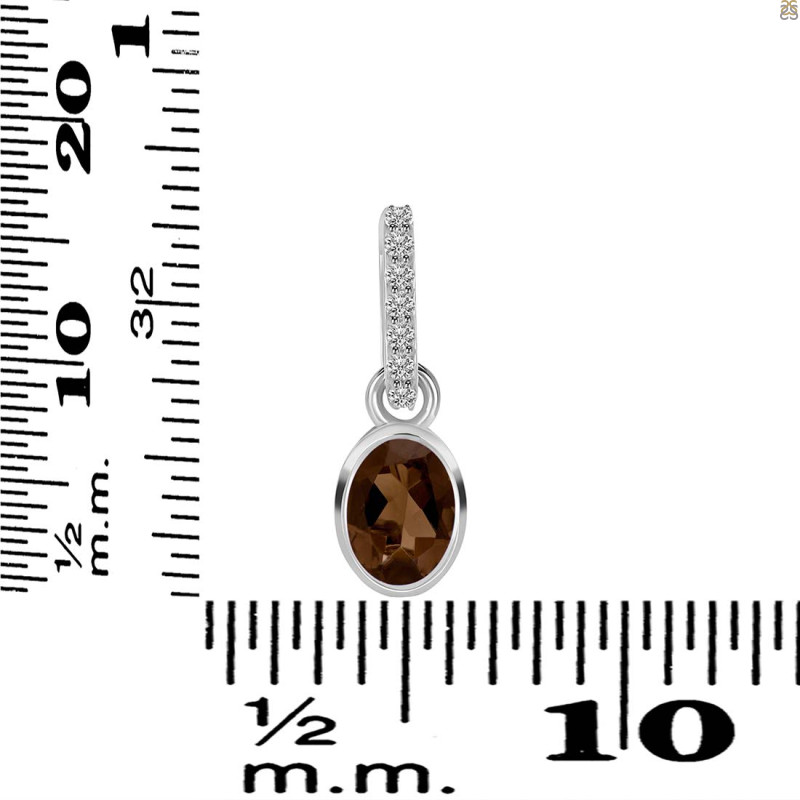 Smoky & White Topaz Pendant SMY-RDP-780-CZ-LOOP.
