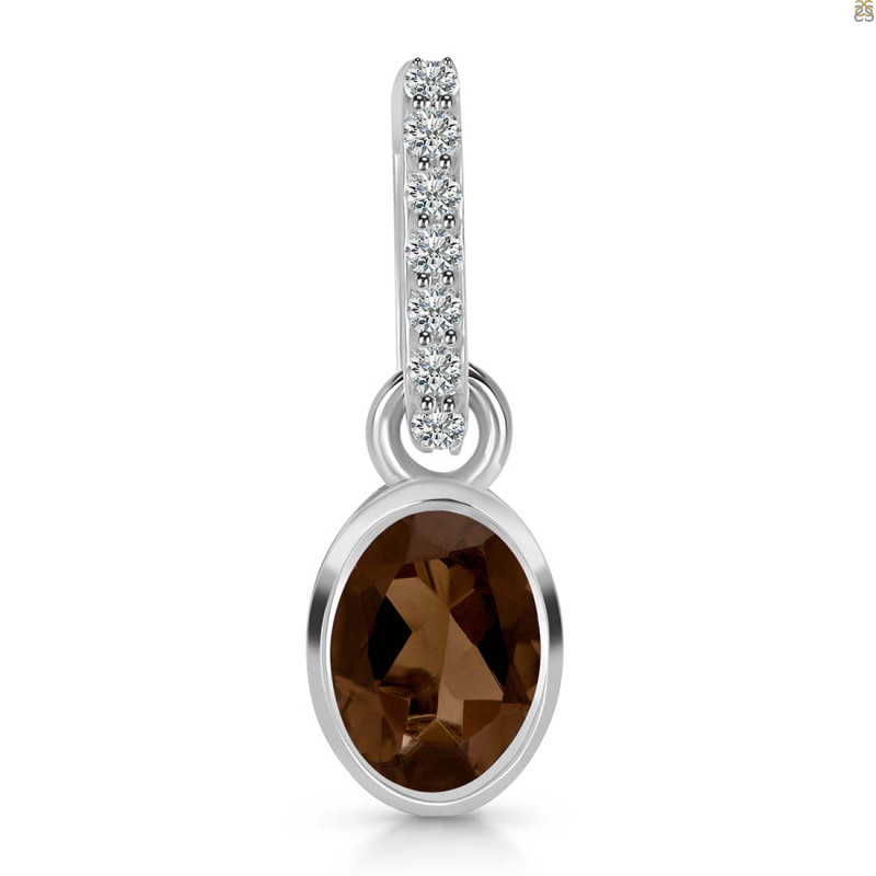 Smoky & White Topaz Pendant SMY-RDP-780-CZ-LOOP.