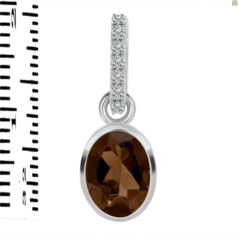 Smoky & White Topaz Pendant SMY-RDP-792-CZ-LOOP.