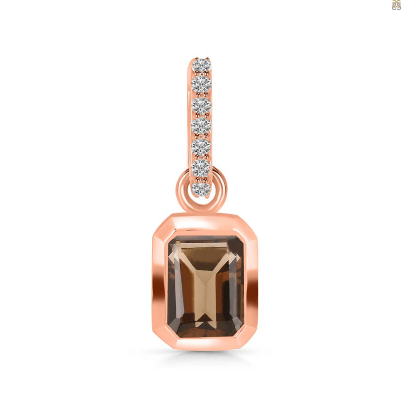 Smoky & White Topaz Pendant SMY-RDP-954-CZ-LOOP.