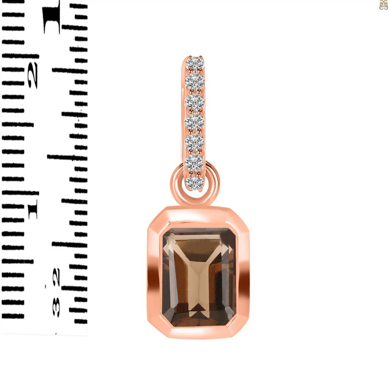 Smoky & White Topaz Pendant SMY-RDP-954-CZ-LOOP.