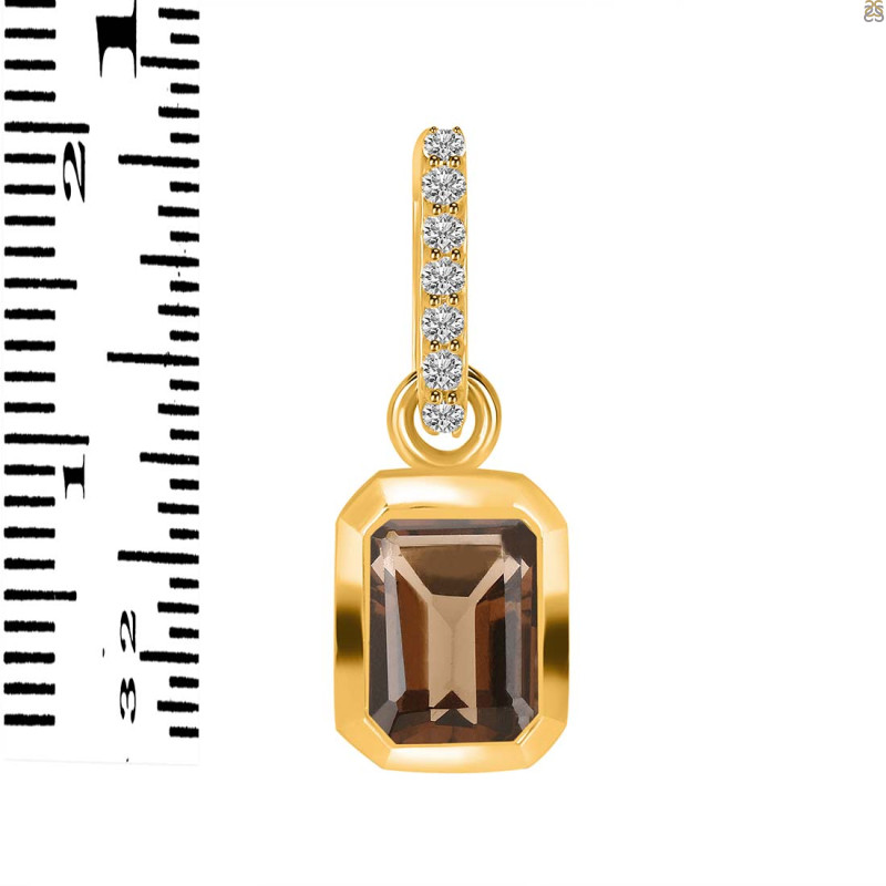 Smoky & White Topaz Pendant SMY-RDP-954-CZ-LOOP.
