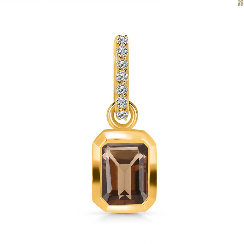 Smoky & White Topaz Pendant SMY-RDP-954-CZ-LOOP.
