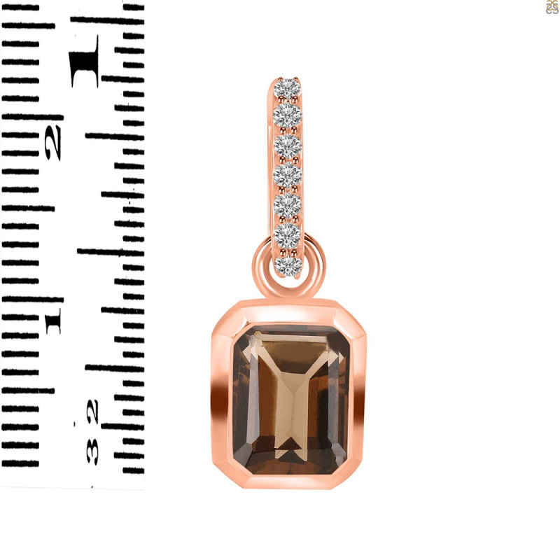 Smoky & White Topaz Pendant SMY-RDP-955-CZ-LOOP.