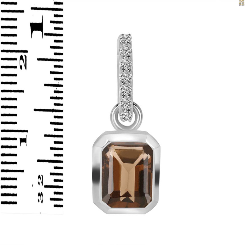 Smoky & White Topaz Pendant SMY-RDP-955-CZ-LOOP.