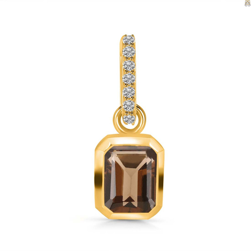 Smoky & White Topaz Pendant SMY-RDP-955-CZ-LOOP.