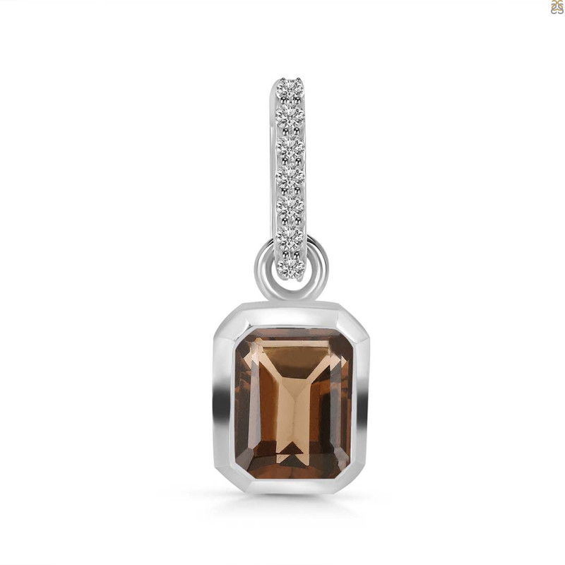 Smoky & White Topaz Pendant SMY-RDP-955-CZ-LOOP.