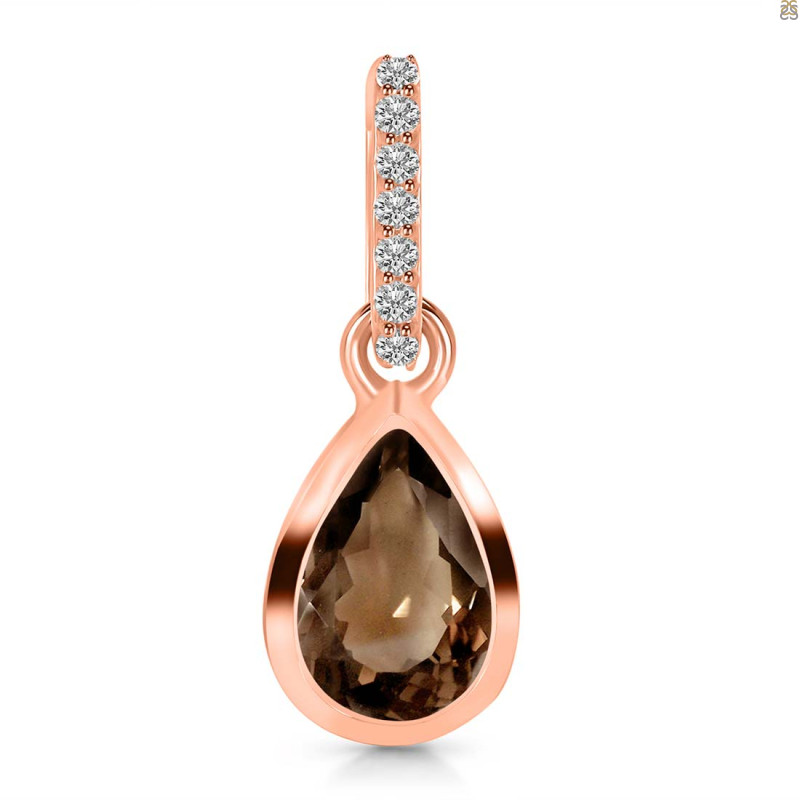 Smoky & White Topaz Pendant SMY-RDP-956-CZ-LOOP.