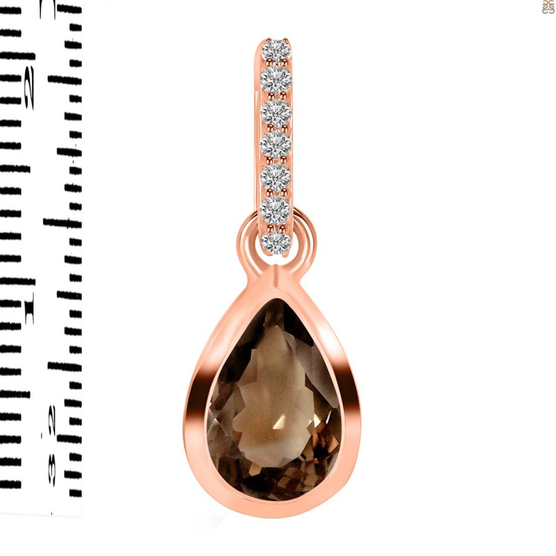 Smoky & White Topaz Pendant SMY-RDP-956-CZ-LOOP.