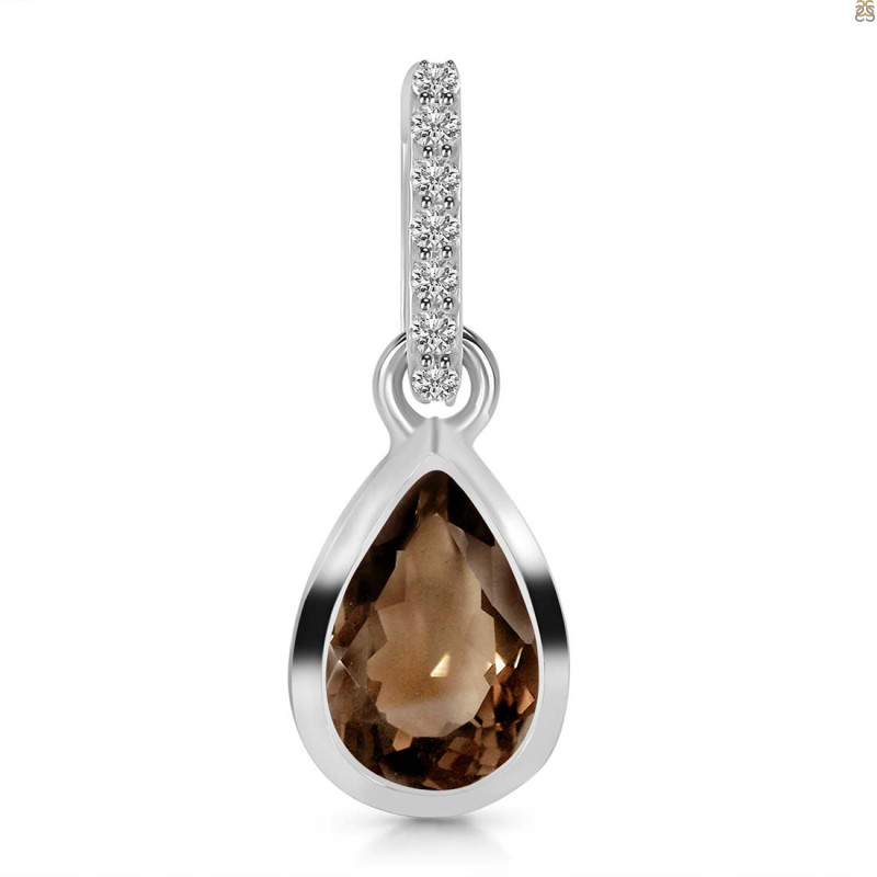Smoky & White Topaz Pendant SMY-RDP-956-CZ-LOOP.