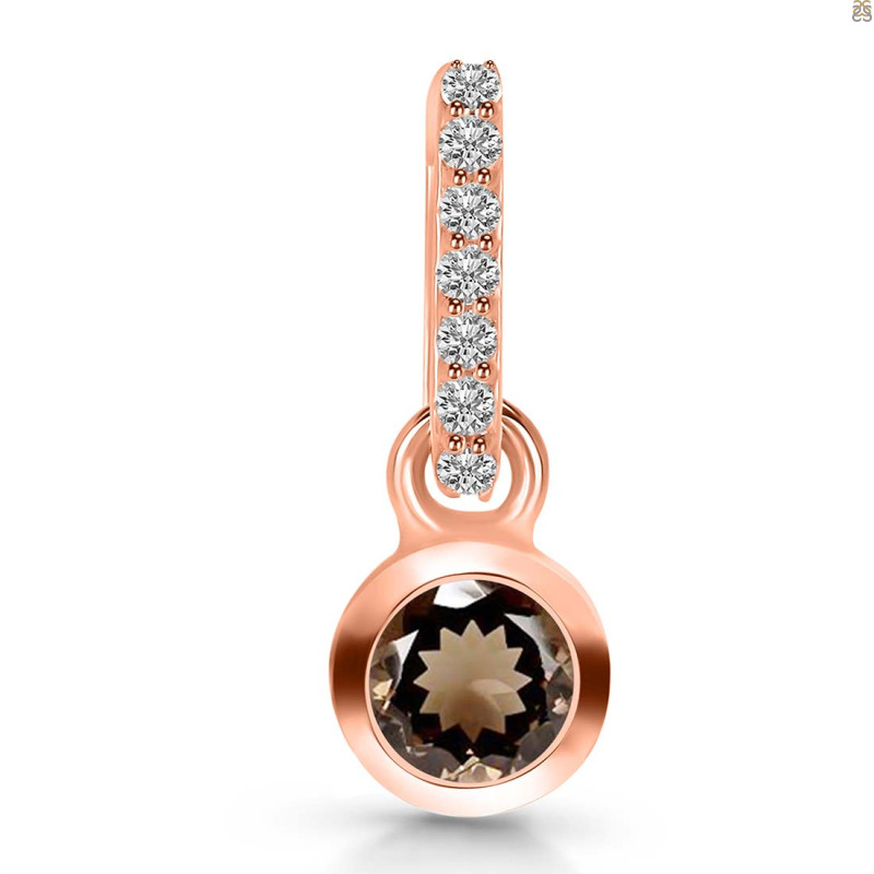 Smoky & White Topaz Pendant SMY-RDP-957-CZ-LOOP.