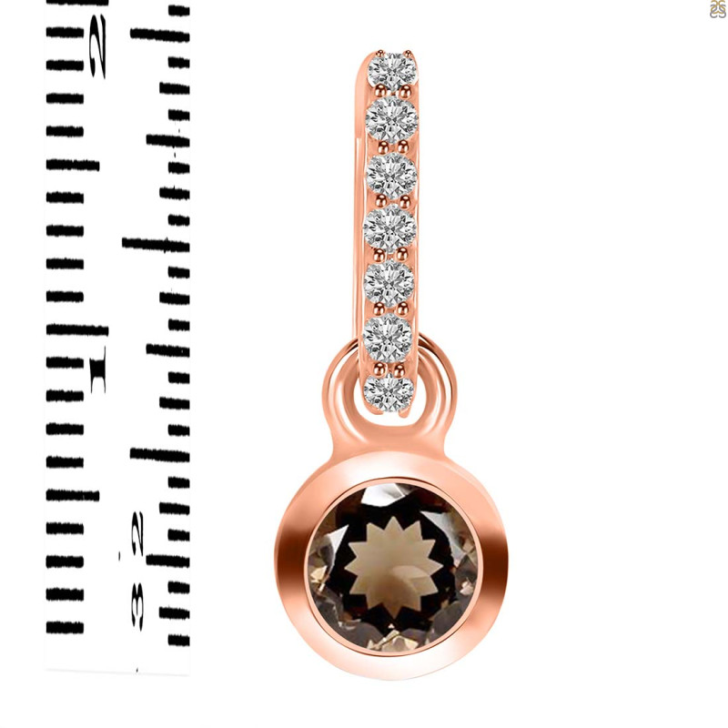 Smoky & White Topaz Pendant SMY-RDP-957-CZ-LOOP.