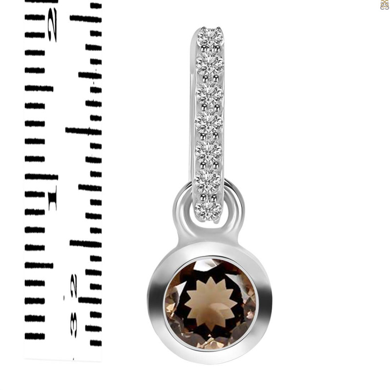 Smoky & White Topaz Pendant SMY-RDP-957-CZ-LOOP.