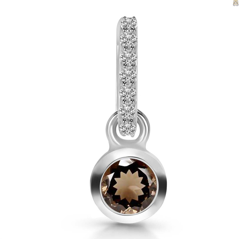 Smoky & White Topaz Pendant SMY-RDP-957-CZ-LOOP.