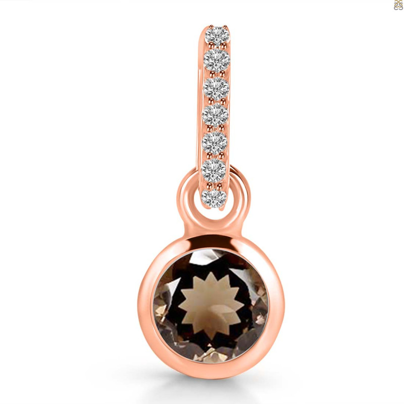 Smoky & White Topaz Pendant SMY-RDP-958-CZ-LOOP.