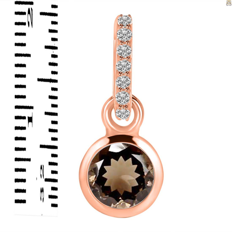 Smoky & White Topaz Pendant SMY-RDP-958-CZ-LOOP.