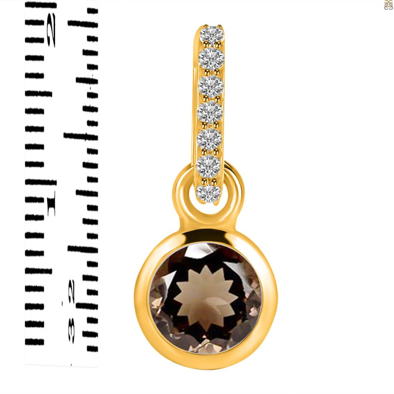 Smoky & White Topaz Pendant SMY-RDP-958-CZ-LOOP.