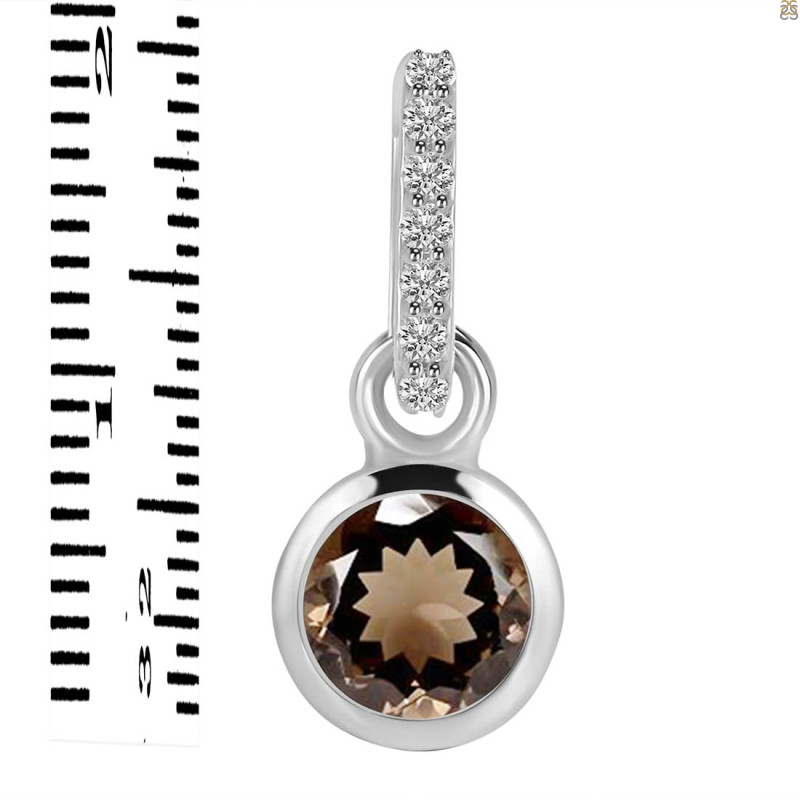 Smoky & White Topaz Pendant SMY-RDP-958-CZ-LOOP.