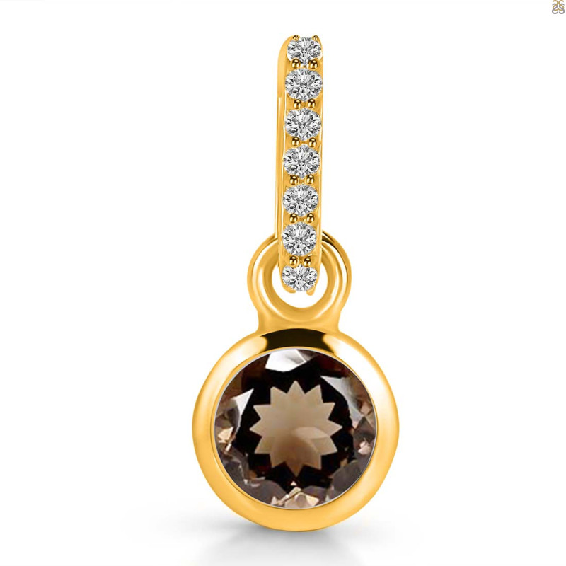 Smoky & White Topaz Pendant SMY-RDP-958-CZ-LOOP.