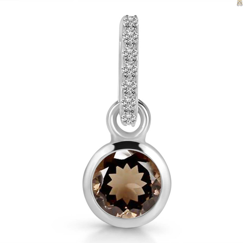 Smoky & White Topaz Pendant SMY-RDP-958-CZ-LOOP.