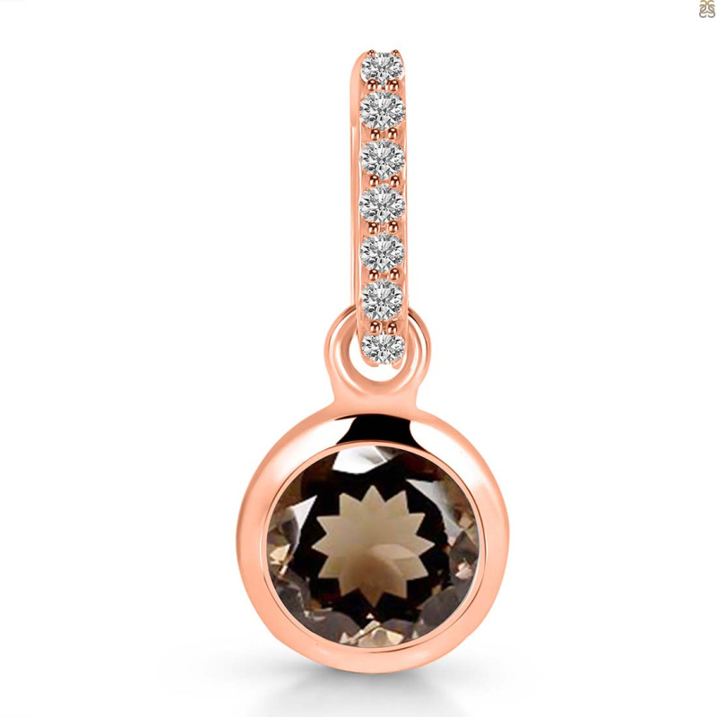 Smoky & White Topaz Pendant SMY-RDP-959-CZ-LOOP.