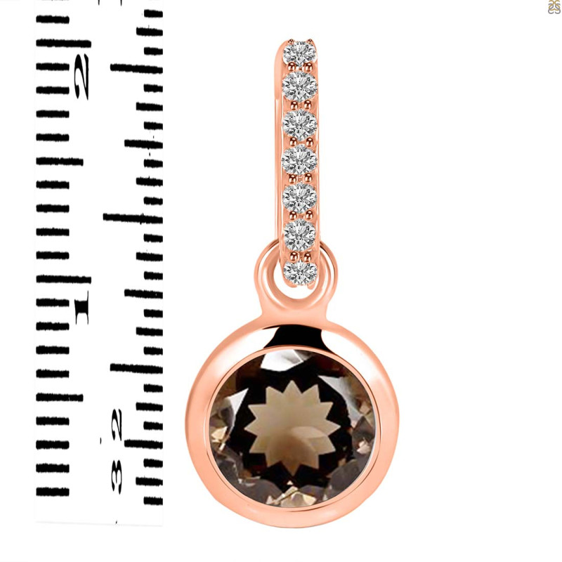 Smoky & White Topaz Pendant SMY-RDP-959-CZ-LOOP.