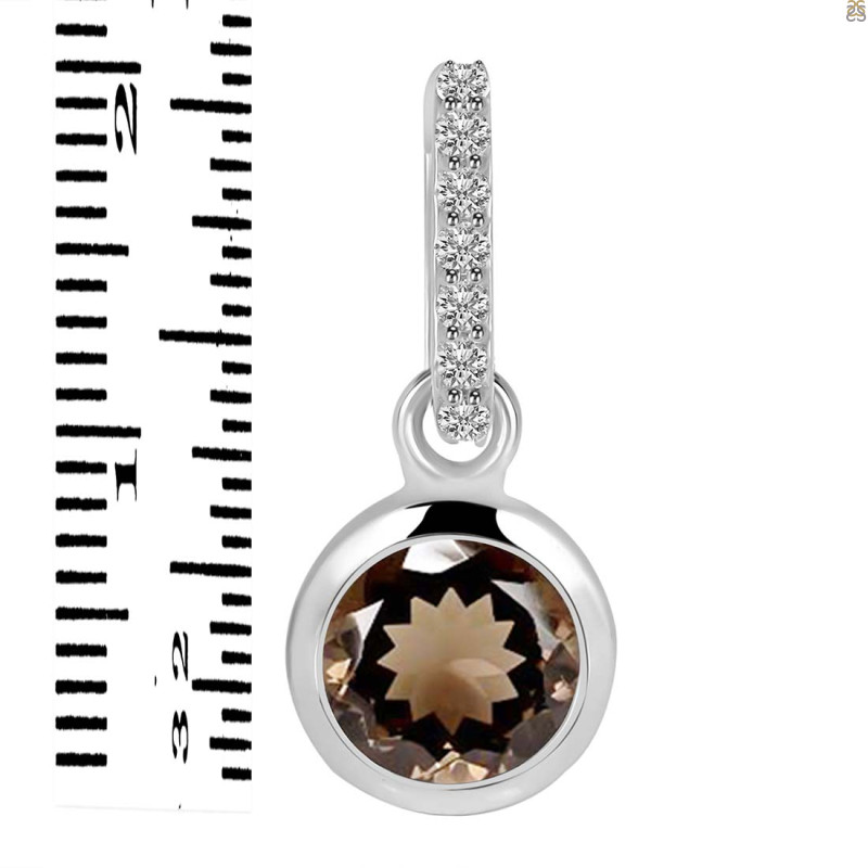 Smoky & White Topaz Pendant SMY-RDP-959-CZ-LOOP.