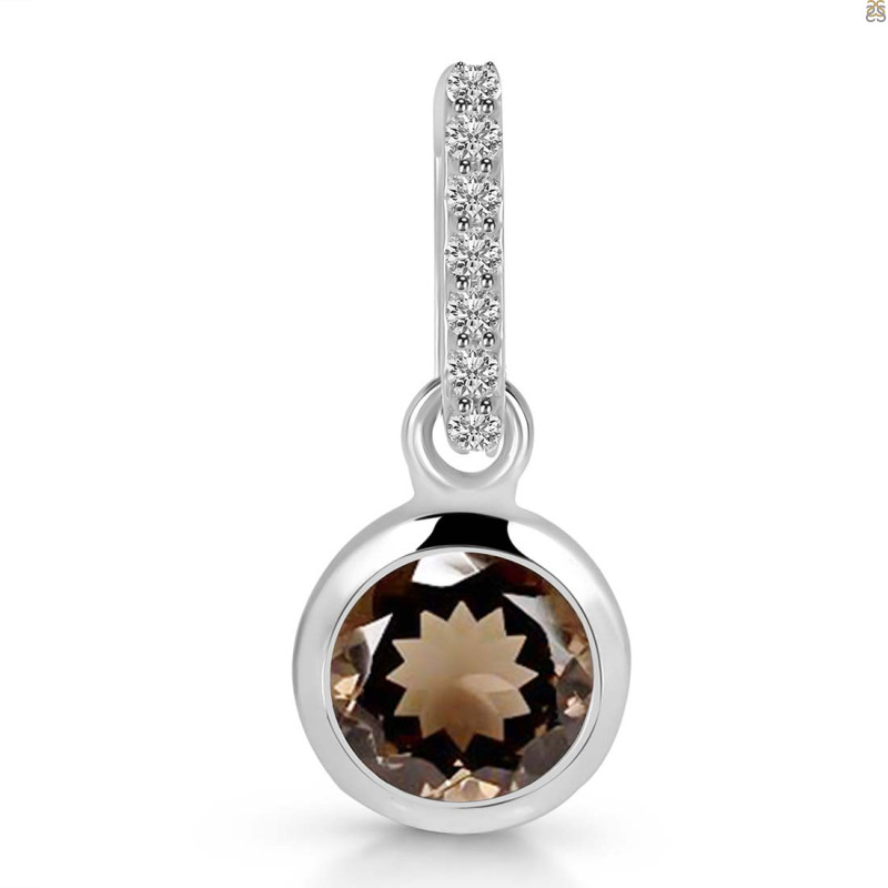 Smoky & White Topaz Pendant SMY-RDP-959-CZ-LOOP.