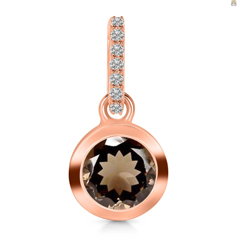 Smoky & White Topaz Pendant SMY-RDP-960-CZ-LOOP.