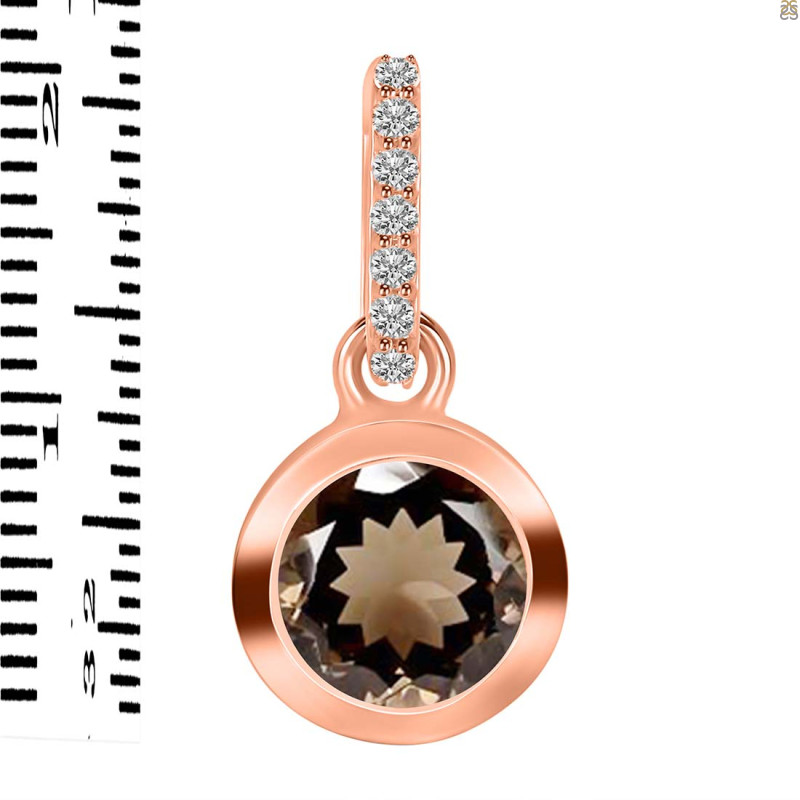 Smoky & White Topaz Pendant SMY-RDP-960-CZ-LOOP.
