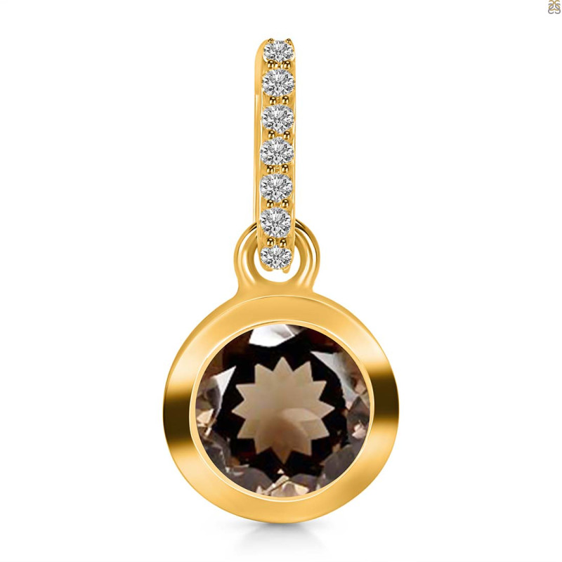 Smoky & White Topaz Pendant SMY-RDP-960-CZ-LOOP.